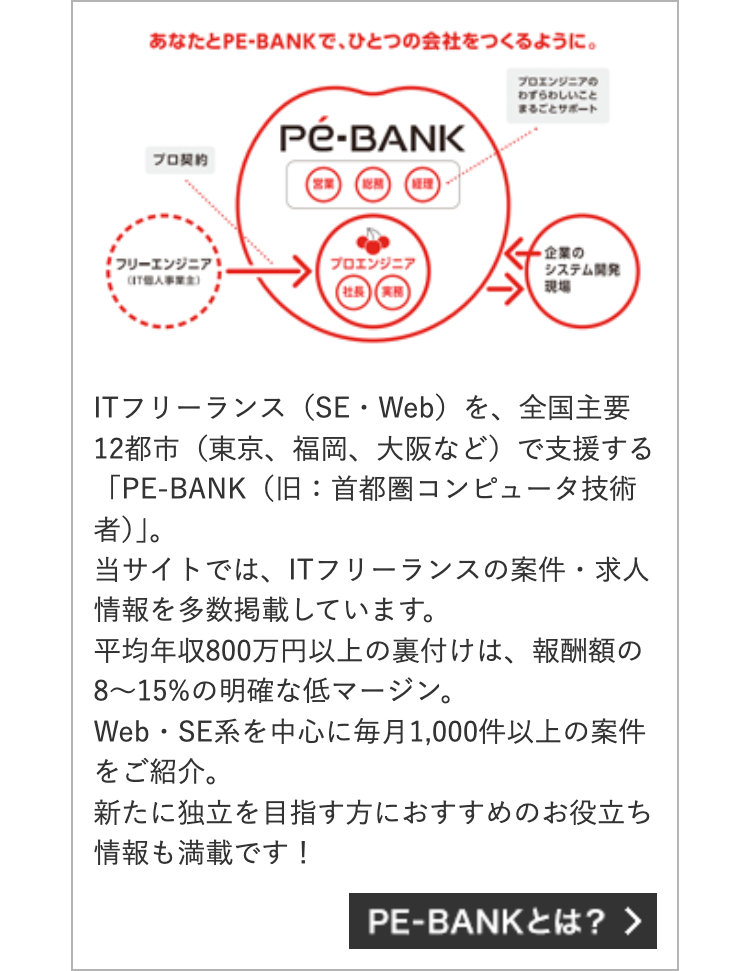 あなたとPE-BANKで、ひとつの会社をつくるように。
Pé-BANK